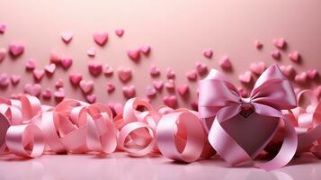 festivo amore cuori e nastri decorazioni per San Valentino giorno foto