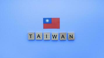 ottobre 10, Taiwan nazionale giorno, Doppio decimo giorno, Taiwan bandiera, minimalista bandiera con di legno lettere foto