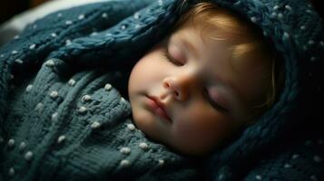 carino neonato ragazzo addormentato ai generato foto