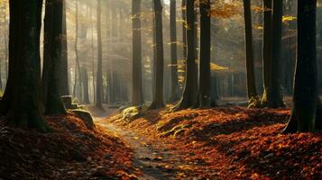 autunno foresta sfondo ai generato foto