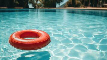 rosso nuoto piscina squillare nel nuoto piscina ai generato foto