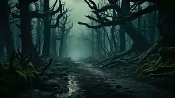 spaventoso foresta sfondo ai generato foto