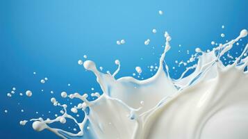 latte su blu sfondo ai generato foto