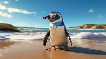 pinguino su il spiaggia ai generato foto