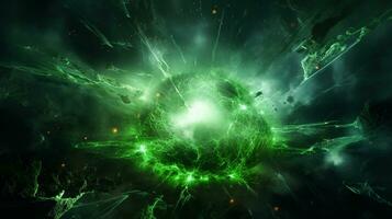 esplosione con verde illuminazione. generativo ai foto