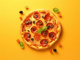 appena al forno Pizza con gustoso condimenti ai generato foto