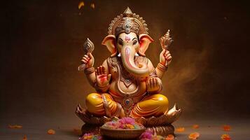 contento ganesh jayanti signore ganesha, India. generativo ai foto