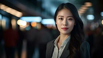 asiatico giovane donna d'affari, attività commerciale aziendale le persone. generativo ai foto
