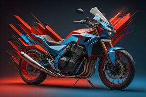 moderno potente gli sport motociclo su un' colorato sfondo. ai generativo foto