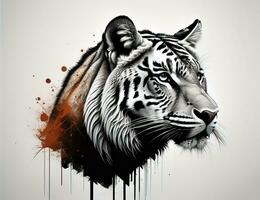 tigre testa con colorato sfondo. ai generativo foto