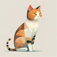 carino gatto seduta su il pavimento. vettore illustrazione nel retrò stile. ai generativo foto