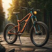 moderno arancia montagna bicicletta. ai generativo foto