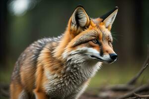 ritratto di un' rosso Volpe, vulpes vulpes. ai generativo foto