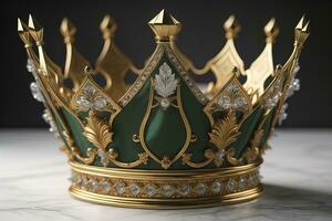 Basso chiave Immagine di bellissimo d'oro Regina, re corona. ai generativo foto
