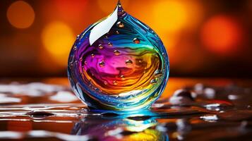 colorato acqua gocciolina astratto liquido disegno, spruzzo e onde, ai generativo foto