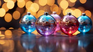 Natale ornamenti bokeh sfocato sfondo, ai generativo foto