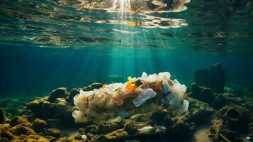 plastica rifiuto spazzatura Usato bottiglia, ai generativo foto