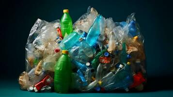 plastica rifiuto spazzatura Usato bottiglia, ai generativo foto