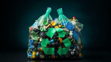 plastica rifiuto spazzatura Usato bottiglia, ai generativo foto