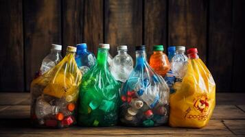 plastica rifiuto spazzatura Usato bottiglia, ai generativo foto