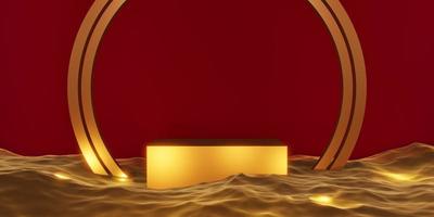 palcoscenico prodotto podio palcoscenico oro sull'illustrazione 3d dell'acqua foto