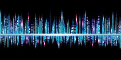 spettro di frequenza della musica strisce luminose dell'equalizzatore dell'onda sonora blu foto