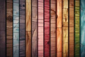 Vintage ▾ colorato legna struttura sfondo. generativo ai foto