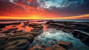 generativo ai, costiero tramonti il mozzafiato colori e textures di tramonti foto