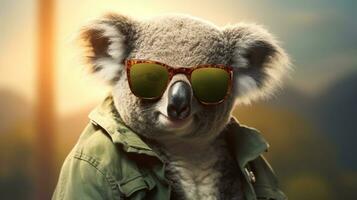 generativo ai, freddo koala occhiali da sole di stile foto