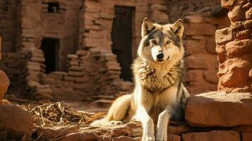 echi di eternità lupi, guardiani di il rovine, ai generativo foto