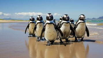 ondeggiante Meraviglia un' giocoso pinguino parata, ai generativo foto