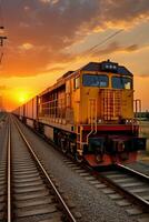 carico treno. massiccio, industriale, e essenziale per globale commercio foto