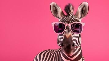 generativo ai, zebra pavoneggiarsi occhiali da sole e pastello vibrazioni foto
