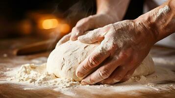 panettiere modellare pane Impasto. generativo ai foto