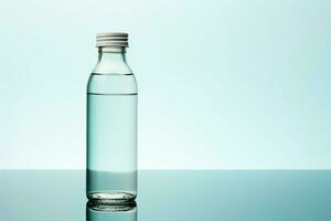 un' solitario 3d acqua bottiglia, impostato contro un' minimalista bianca sfondo ai generato foto