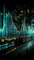 economico informazione visualizzato attraverso un' futuristico finanza sfondo con dati grafico verticale mobile sfondo ai generato foto