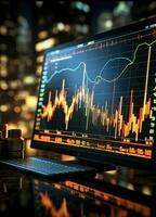 informato investimento decisioni assistita di 3d reso azione mercato grafici nel nostro Software verticale mobile sfondo ai generato foto