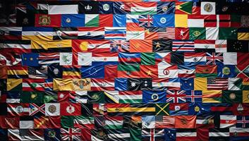 colorato bandiere di il mondo. sfondo a partire dal molti bandiere di il mondo. ai generato. foto