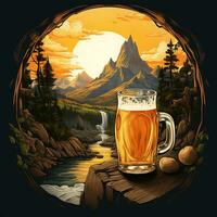 Visualizza di birra nel bicchiere generato di ai foto