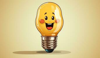 divertente lampada con sorridente viso. ai generato foto