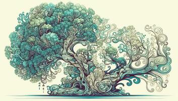 illustrazione di alberi con astratto modello - generativo ai foto