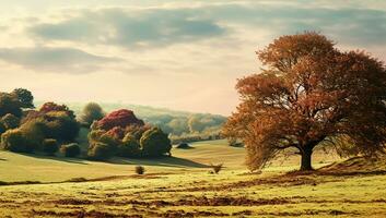 autunno paesaggio nel il montagne. ai generato foto