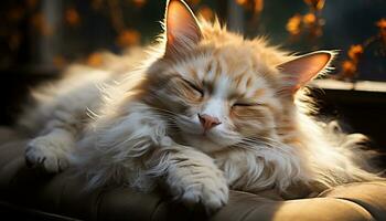 carino gattino riposo, soffice pelliccia, giocoso occhi, bellezza nel natura generato di ai foto