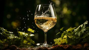 celebrazione di natura lusso bicchiere di vino versa fresco uva rinfresco generato di ai foto