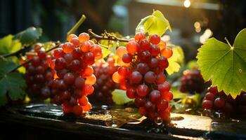 uva foglia, natura freschezza, maturo frutta, estate dolce rinfresco generato di ai foto