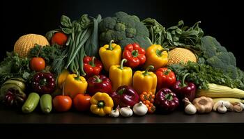 fresco verdure e frutta, salutare mangiare, natura colorato collezione generato di ai foto