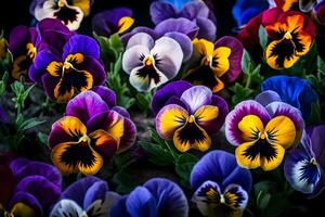 colorato fiori chiamato viole del pensiero erano dato come un' regalo per La madre di giorno., ai generato foto