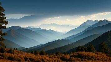 meravigliosa montagna correre. organizzare un' meravigliosa vista di torreggiante montagne apertura in il pulire. ai generato foto