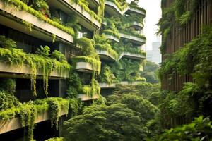 bellissimo verde impianti nel il città ai generato foto