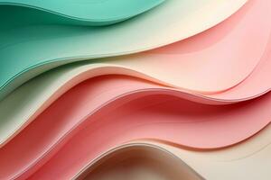 astratto sfondo di colorato curvo carta fogli. 3d rendere illustrazione ai generato foto
